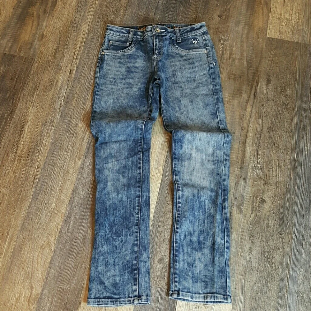 Bundle Lot 2 Justice girl jeans and capri blue size 14R